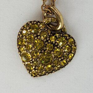 Pilgrim Swarovski Crystal Yellow Heart Shaped Copper Necklace NWT